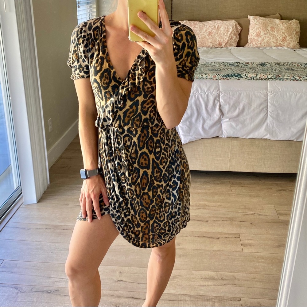 Zara Dress Leopard with faux wrap Size Small